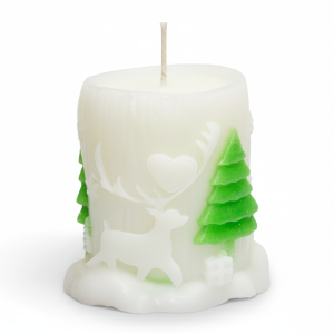 Vela decorativa con forma de tronco decorado